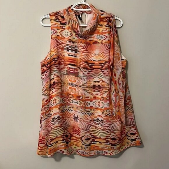 New Directions Coral Print Chffon Sleeveless Top Size XL - Picture 1 of 3